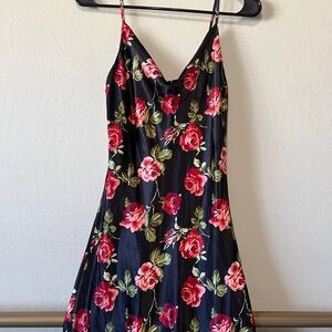 Floral Black and Red Women's Dress